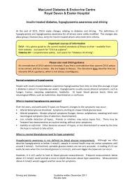 Driving And Insulin Treatment Royal Devon Exeter Hospital