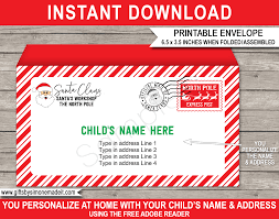 Free printable envelope pdf to put the envelope together cut along the dark lines. Printable Christmas Envelope Template Santa S Workshop North Pole
