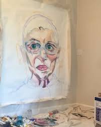 An artist friend of mine, @eelcostello painted this incredible portrait of  RBG and she is raffling it off