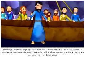 Kemudian ia menjadi takut dan mulai tenggelam, tapi yesus menyelamatkan dia. Sekolah Minggu Kreatif Jangan Takut Tuhan Pasti Menolong Matius 14 22 33