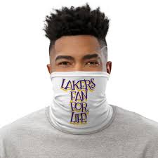 Neck Gaiter: LAKERS Fan for Life! WHITE Custom Face Mask. Protection W/  Style!