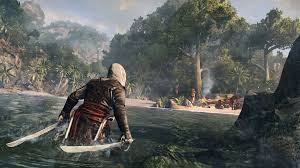 Buccaneer assassin edward kenway is able to leap from land to sea and back again during a quick chase sequence and then a trip to dig up buried treasure. Assassin S Creed Iv Black Flag 2013 Promotional Art Mobygames