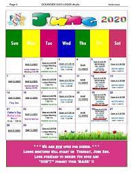 Oceanside Elks Lodge Calendar