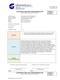Disemak oleh guru pembimbing disemak oleh pensyarah pembimbing. Laporan Aktiviti Kokurikulum