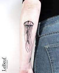 A Blackwork Jellyfish Tattoo Inked On The Back Of The Left Forearm By Loic Lebeuf Jellyfish Tattoo Tattoos Ink Tattoo