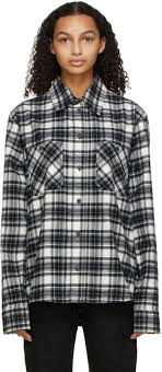 Black and white flannel pattern. Black Flannel Allover Check Arrows Shirt By Off White Ssense