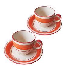 Wide range of glassware, kitchenware, and gifts.variety of unique designs, shapes Buy Pure Source India Ceramic Cup And Saucer Set 2 Pieces Red 150 Ml Online At Low Prices In India Amazon In