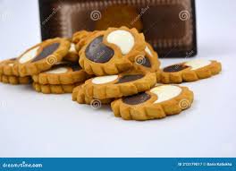 Delicious Sandy Sweet Cookies with Sharp Edges and Chocolate and White  Filler Invested in Brown Brown Packaging. Stock Image - Image of biscuit,  corn: 212179017