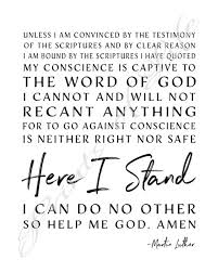 Christian Artwork Here I Stand Martin Luther Quote Instant Etsy