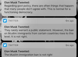 Musk, who is ceo at both tesla and spacex, uses his twitter account to share ideas, company announcements, and jokes with his 22. Elon Musk Posts Then Deletes Tweets Calling Trump S Immigration Ban Not Right Techcrunch