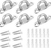 Stainless Steel Ceiling Hook with Ring Pad Eye Plate Hardware 60mmX36mm  Staple Hook Loop Wall Mount