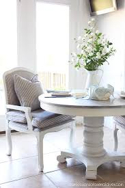 Modern farmhouse gray and white dining table makeover. Pedestal Kitchen Table Makeover Confessions Of A Serial Do It Yourselfer