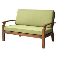 Smith Hawken Brooks Island Wood Patio Loveseat Patio Furniture Collection Patio Loveseat Patio Furniture For Sale