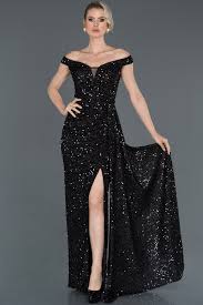Siyah Lacivert Uzun Bacak Dekolteli Pullu Balik Abiye Abu981 2020 Aksamustu Giysileri The Dress Elbise