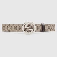 Gg Supreme Beige Belt With Silver G Buckle Gucci Fi