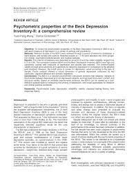 Pdf Psychometric Properties Of The Beck Depression Inventory Ii A Comprehensive Review