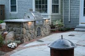 Stone Bbq Outdoor Kitchen Captain S Landscape Design And Build Duxbury Ma Outdoor Outdoor Stone Outdoor Kitchen