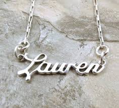 Sterling Silver Name Necklace Lauren On Sterling Silver Etsy In 2020 Sterling Silver Name Necklace Name Necklace Silver