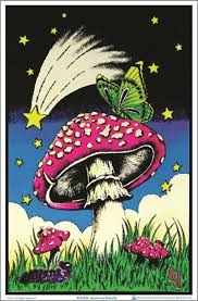 Eat Me Mushrooms Black Light Poster Psychedelic Drawings Hippie Painting Psychadelic Art