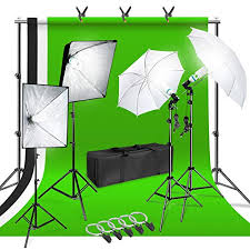 Limostudio Photo Video Studio Light Kit Includes Chromakey Studio Background Screen Green Black White 3 Muslin Backdrops Umbrella Softbox Lighting Diffuser Reflector Agg1388 Studio Lighting Control Kit