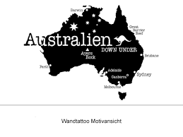 Zeichnen basteln ideen fürs zeichnen australien karte fotowand gestalten selbstgemachte leinwandkunst schöne. Wandtattoo Australien Landkarte Mit Kanguru Wandtattoos De