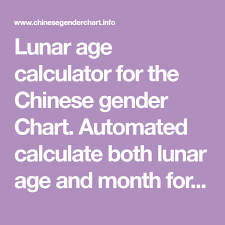 Lunar Age Calculator For The Chinese Gender Chart Automated Calculate Both Lunar Age And Month For Baby Ge Gender Chart Gender Prediction Chinese Gender Chart