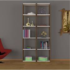 Nur Mobilya Poyraz 2 Li Kitaplik Ceviz Beyaz Kitapliklar Kitaplik Mobilya