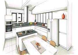 dessin realise aux feutre d une cuisine contemporaine blanche plan de travail matrix cuisine contemporaine blanche cuisine contemporaine cuisine