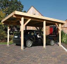 Carport Mit Flachdach 340 X 510 Cm Modernes Einzelcarport Mit Flachdach Und Dreiseitiger Massivholz Blende Gunstiges Standard Einzelcarport Carport Carports