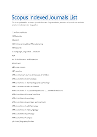 Would you please share the list? Pdf List Of Scopus Indexed Journals 2021