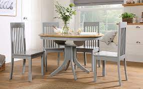 Check spelling or type a new query. Hudson Round Painted Grey And Oak Extending Dining Table With 4 Oxford Grey Chairs Furniture And Choice