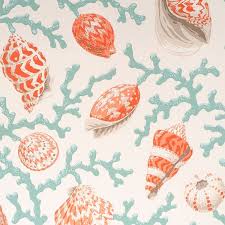 The fabric is from our almost custom faith edward line. P Kaufmann Outdoor Sea Shell Branch Coral 54 Fabric Coastal Fabric Sea Shells Coral Design