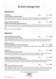 menu at restaurant sonne niederbuchsiten