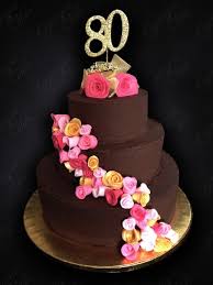 Birthday Cake For Grandma Chocolate To Nana With Love This Big And Beautiful 80th Birthday Cake Has Three Tiers Of Chocolate Mud Cake 80 Birthday Cake Tiered Cakes Birthday 90th Birthday Cakes