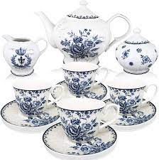 Porcelain cup and saucer golden rose pattern. Amazon Com Btat Tea Set China Tea Set Tea Service Tea Cups 8oz Creamer And Sugar Set Tea Cups And Saucer Set Tea Pot Tea Set For Adults Tea Cups Set