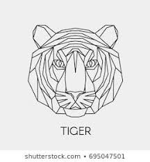 Abstract Polygonal Head Of A Tiger Geometric Linear Tiger Vector Geometric Drawing Geometric Animals Geometric Tiger