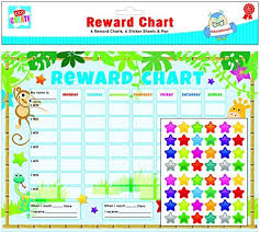 kids create 6 jungle themed childrens reward charts with star stickers pens