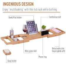 This stand was designed to fit an average size book, but if you read a lot of skinny paperbacks, thick classics, or. Kleankin Bamboo Bath Rack Caddy Tray Extendable Bathtub Bridge Adjustable Length Tablet Phone Wine Book Holder 73 5 108l X 23w X 6h Cm Aosom Ireland
