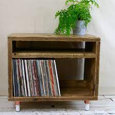Reclaimed Wood Record Player Stand Scaffold Industrial Unit Vinyl Tv Copper Leg Record Player Stand Reclaimed Wood Tv Stand Vinyl Storage