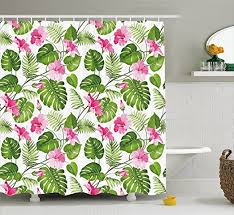 Maybe you would like to learn more about one of these? Leaf Shower Curtain Hawaiian Hibiscus Crystal Pink Flower With Palm Tree Leaves Art Print Fabric Bathroom Decor Set With Hooks 66x72 Inches Extra Long Light Pink And Dark Green Wish