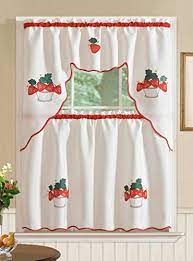 Wine theme kitchen grape kitchen decor kitchen decor sets small cottage kitchen kitchen canister sets purple kitchen kitchen ideas cheap kitchen kitchen design. Rt Designers Collection Imperial Jacquard Kitchen Curtain Set Strawberry Buy Online In Angola At Angola Desertcart Com Productid 106683925