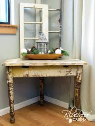 Blue Roof Cabin Chippy Three Legged Table Three Legged Table Corner Accent Table Blue Roof