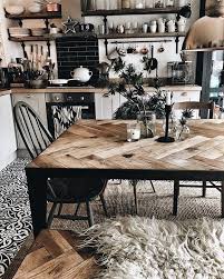 Modern Rustic Kitchen Grey Cupboards Wooden And Steel Dining Table Cosy Kitchen Diner Hygge Kitche Kitchen Floor Tile Rustic Kitchen Wooden Dining Tables