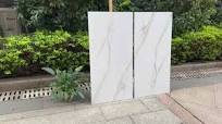 Modern Design Golden Vein Calacate Marble Carrara White Ceramic Tiles  Glazed Porcelain Floor Tiles in 60x60 and 60x120 Sizes