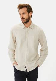 Long-sleeve linen shirt for Men in beige | camel active