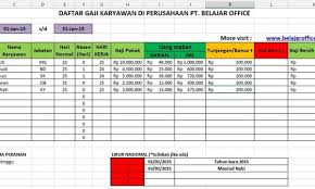Untuk menggunakan microsoft excel, slip gaji karyawan dibuat dalam satu file dengan data gaji karyawan atau database penggajian karyawan, yang tentunya tersimpan dalam sheet yang berbeda. Format Excel Hitung Gaji Pokok Karyawan Ditambah Uang Makan Harian Belajar Office