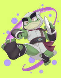 kinoshita jiroh, assassins creed (series), captain laserhawk: a blood  dragon remix, commentary request, highres, 1boy, bullfrog (captain  laserhawk), cloak, fingerless gloves, frog boy, furry, furry male, gloves,  green background, hidden blade ...