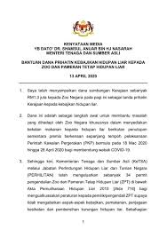 Kenyataan Media Menteri Ketsa Yb Dato Jabatan Perhilitan Semenanjung Malaysia Facebook
