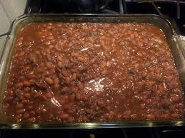 Here is the recipe to a bbq staple, baked beans! Tamishea S Bbq Beans 2 Cans Of Bush Baked Beans 1 Can Maple Brown Sugar 1 Can Homestyle 1 5 To 2 Cups Brown Sug Food Recipes Baked Beans With Hamburger