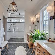 Nordik Space On Instagram Loving The Light Fixtures And Black Hardware In This Bathroom Bi Bathroom Interior Design Bathroom Design Bathroom Interior